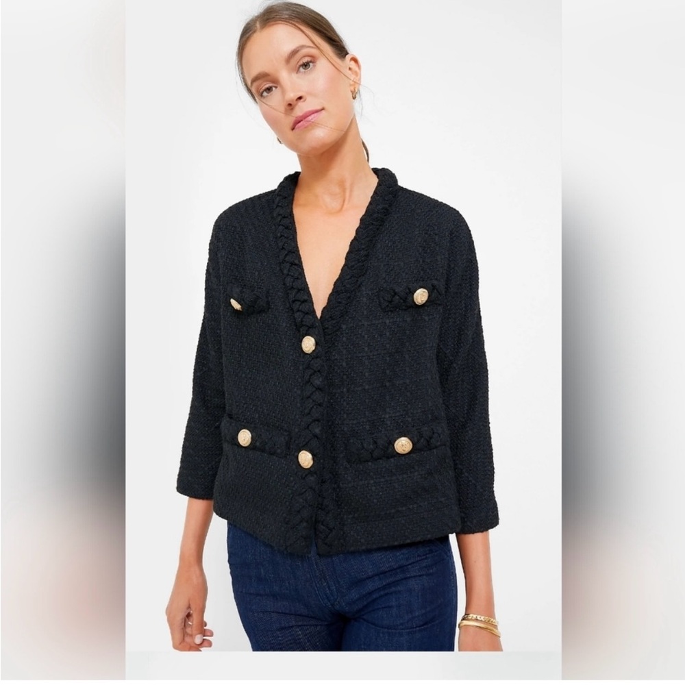 Tweed Black Jacket with Gold Buttons